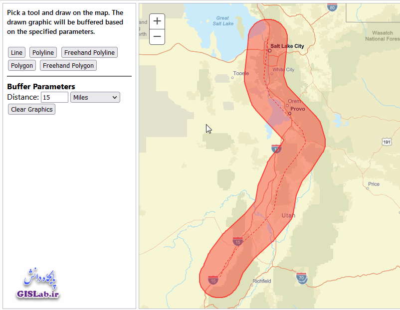 ایجاد ابزار Buffer در محیط وب به کمک ArcGIS API