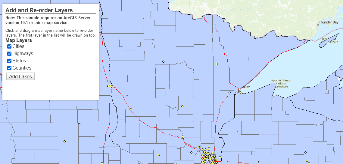 فعال و غیر فعال کردن لایه بر روی نقشه به کمک ArcGIS API